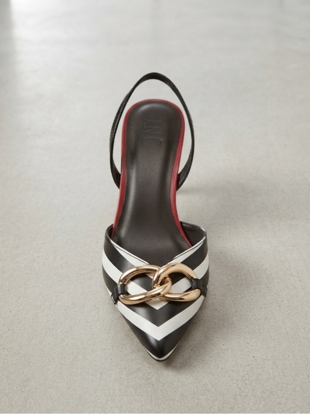 🖤🖤 INC International Concepts Geeta Mid Heel Slingback Pumps Zebra/Red